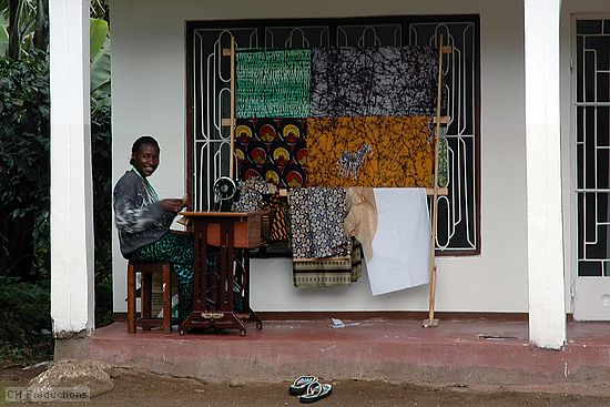 Many women sat on their porches sewing wraps and covers.